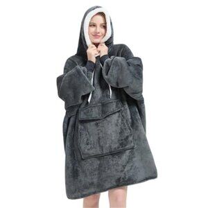 Womens Wearable Blanket Hoodie Oversized Sherpa Pullover Comfy Sweatshirt